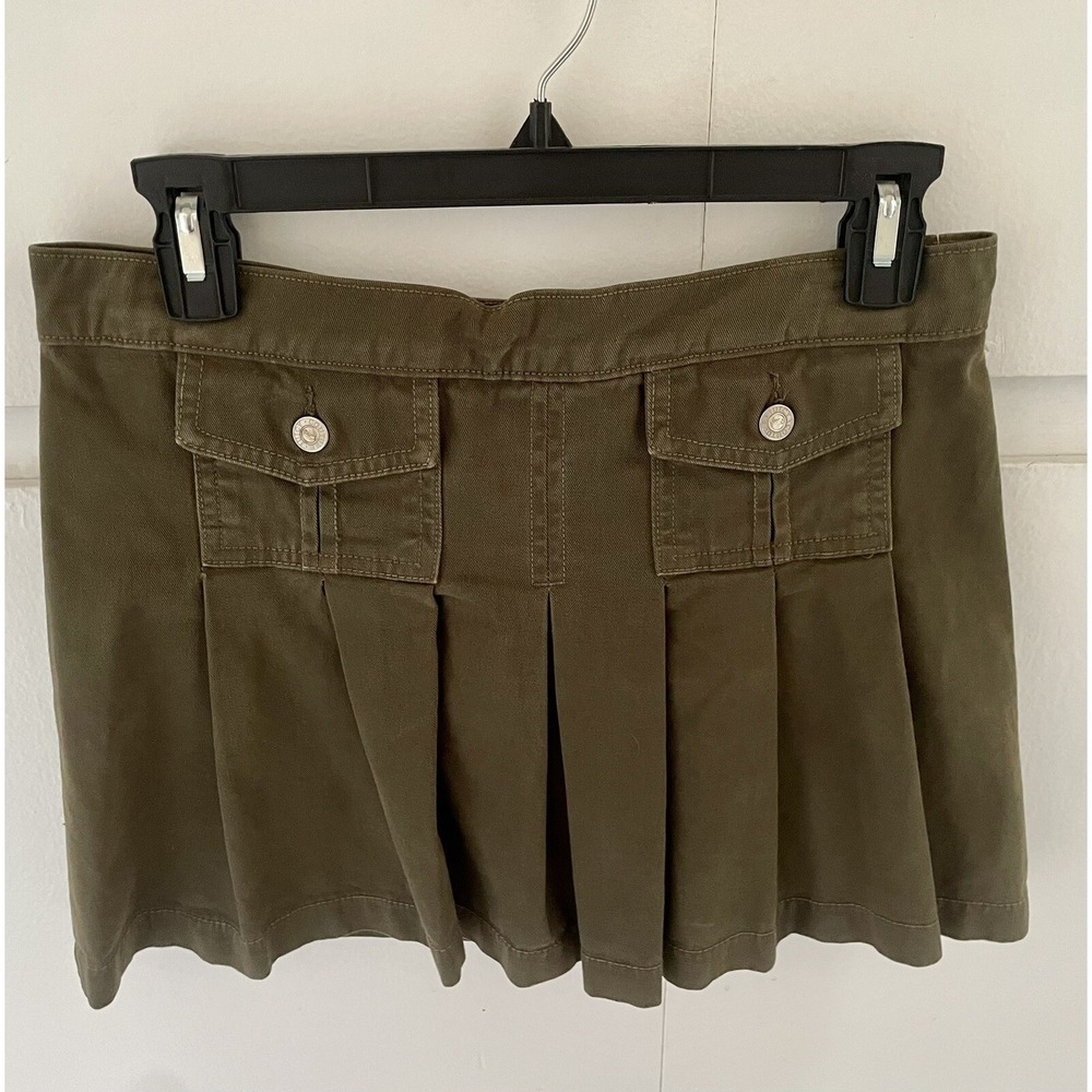 Juicy Couture VTG Y2K Skirt Army Green Pleated Back Rare Petite Small USA